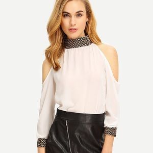 Cold Shoulder Chiffon Top